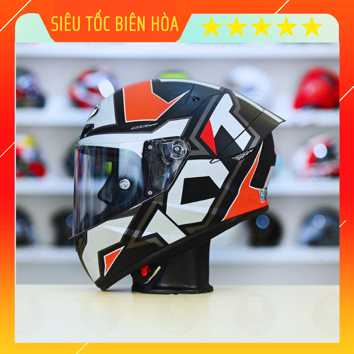 Nón Bảo Hiểm Fullface KYT TT-COURSE Đen Xám Đỏ, Nón Fullface KYT Chính Hãng