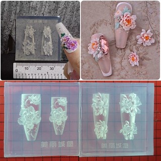 Khuôn silicon charm hoa mẫu đơn trang trí nail