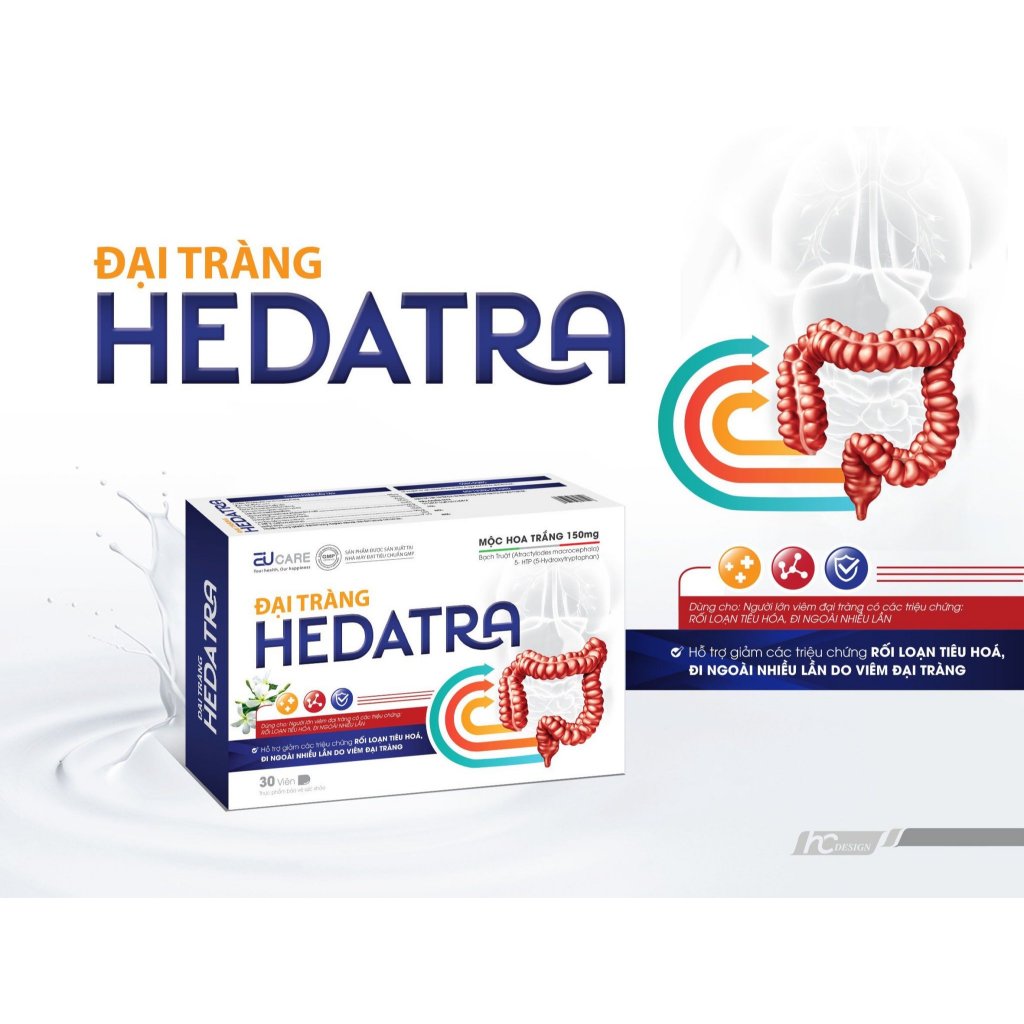 Viên Đại Tràng Hedatra EUCARE giảm viêm đại tràng, rối loạn tiêu hóa, đi ngoài nhiều lần - 30 viên