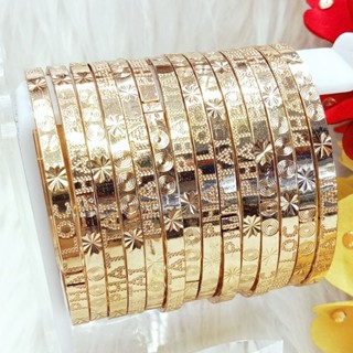 Vòng ximen đồng đỏ mẫu Phát Tài Phát Lộc màu vàng miền tây 750 khóa lưỡi gà