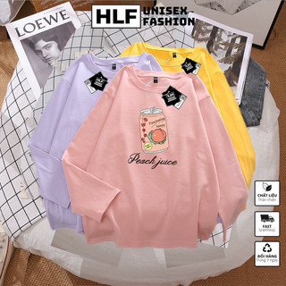Áo thun tay dài form xuông rộng Trà Đào , áo thu đông nữ HLFashion