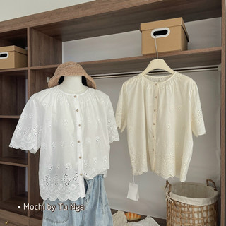 Áo sơmi thô boy ren cúc cổ chun