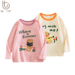 Áo thun dài tay bé gái 27home, áo thu đông cotton bé gái in chữ Where is summer