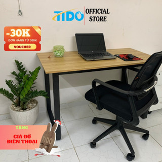 TIDO Bàn làm việc khung chữ U, Thép hộp lớn 25x50mm cứng cáp, bàn học mặt bàn gỗ MDF phủ melamine chống sướt