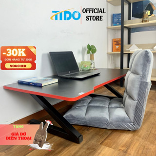 Bàn gấp gọn ngồi bệt TIDO bàn làm việc mặt gaming bo tròn khung chân chữ Z phong cách độc đáo 1m-1m2