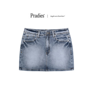 Chân váy jeans ngắn wash mờ pradies - basic denim skirt