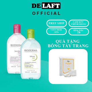 Nước Tẩy Trang Bioderma Cho Da Dầu Mụn Sebium , Da Nhạy Cảm Sensibio H2O Pháp 500ml làm sạch mọi loại da