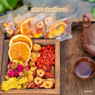Sét 15 Gói Trà Hoa Cúc An Thần Ngủ Ngon Táo đỏ, Hoa cúc, Kỉ tử, Long nhãn, Hoa Hồng, Cam Thái Lát
