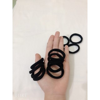 Set 10 thun cột tóc đơn giản màu đen