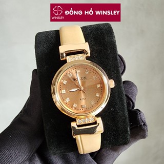 Đồng hồ nữ chính hãng mặt nhỏ dây da Bolun viền vàng thời trang cao cấp