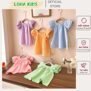 Váy cổ vuông caro siêu xinh cho bé gái,hàng thiết kế loha kids (2083)