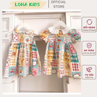 Váy sát nách,váy tay cộc họa tiết dễ thương cho bé gái,hàng thiết kế loha kids(2073,2049)