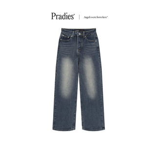 Quần jeans nữ ống suông pradies stone wash