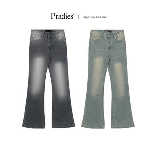 Quần jeans nữ ống loe lưng thấp pradies - faded flared