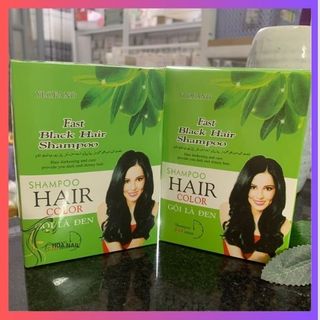 Dầu gội đen tóc olive Thái Lan Ylofang hộp 10 gói - Gội là đen, dầu gội nhuộm đen tóc tiện lợi