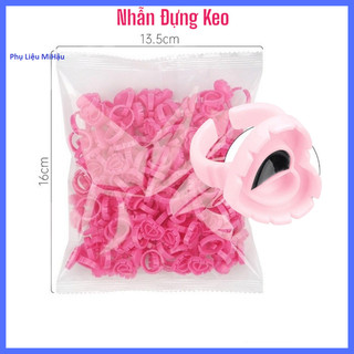 100 nhẫn trái tim đựng keo nối mi _nhẫn 2 ngăn_nút tạo fan_nút đựng keo 2 ngăn_nhẫn đựng keo nối mi,nhẫn đỗ mực phun xăm