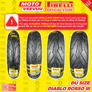 [MTVV] Vỏ lốp xe máy PIRELLI Diablo Rosso 3 đủ size xe số 60 70 80 100 110 140 150 17<END>