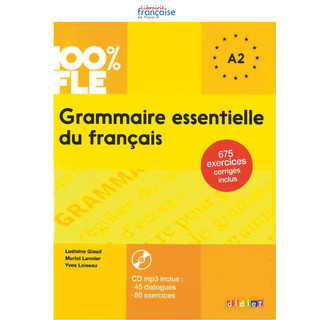Sách - ngữ pháp tiếng pháp trình độ a2 100% fle - grammaire essentielle du francais a2 - livre + cd 9782278081028