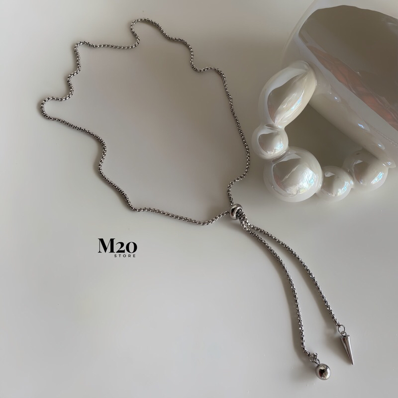 Vòng Cổ Thép Titan Khóa Dây Rút Điều Chỉnh Dài Ngắn,Dây Chuyền Unisex M20store Đơn Giản Chống Gỉ Đẹp