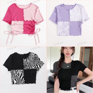 Nono top - áo croptop tay ngắn phối hai màu cá tính y2k