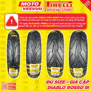 [MTVV] CẶP VỎ LỐP xe máy PIRELLI Diablo Rosso 3 60 70 80 100 110 140 150 17 KTM R15 R3 MT15 Ninja 300 400<END>