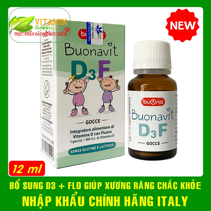 Buonavit D3F Bổ sung Vitamin D3 và Fluor thúc đẩy quá trình mọc răng | Nhập khẩu chính hãng Italy