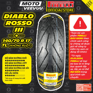 [MTVV] Vỏ lốp xe máy PIRELLI 140/70 R 17 TL Diablo Rosso 3 140/70-17<END>