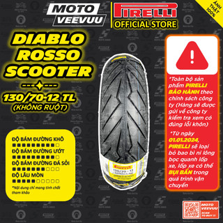 [MTVV] Vỏ lốp xe máy PIRELLI 130/70-12 TL Diablo Rosso Scooter<END>