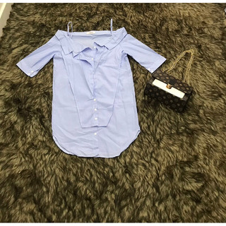 Thanh Lý Đầm Nữ Sơmi Cổ Kiểu Hai Dây Trễ Vai Vạt Bầu From Suông(Bầu Bì Bon Chen)
