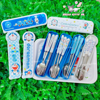 Bộ hộp đũa, muỗng, nĩa cán sứ Doremon Doraemon