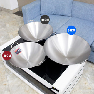  Chảo lõm inox bếp từ cao cấp 2 quai nhiều size  40 45 50 55 60 cm 