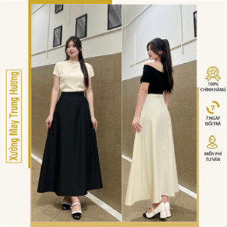 Chân váy dài dáng công sở nữ suông chữ A hàn quốc đi tiệc có túi dài midi 90cm 96cm tới mắt cá chân ulzzang vintage CV68
