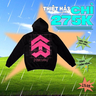 Áo khoác nỉ nón trùm màu đen 5THEWAY /public icon/ BIG LOGO SQUARE HOODIE™ in BLACK
