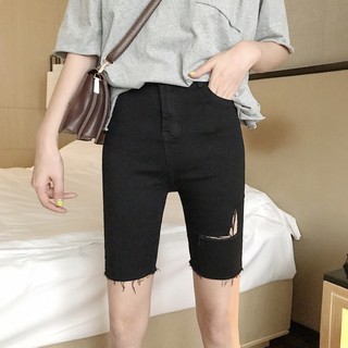 Quần jean ngố / lửng màu đen BIG SIZE lưng cao, co dãn mạnh đẹp 2708