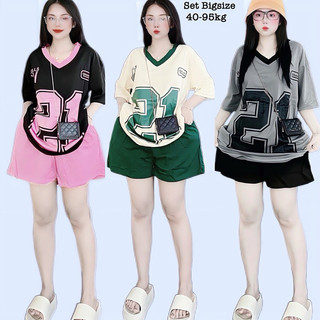 Thời Trang BIGSIZE ÉN NHỎ - Set Bộ Thun Tăm in Số Mặc Nhà Phong Cách Thể Thao Thoáng Mát Có Bigsize Form Rộng 40-95kg