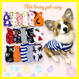 Áo thun ba lỗ vải co giãn thoáng mát cho thú cưng