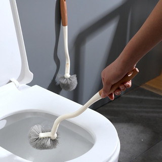 Cọ bồn cầu toilet đầu cong cán gỗ dài cao cấp có lỗ treo móc tiện lợi - Chổi cọ nhà vệ sinh, chà bồn cầu 2 đầu