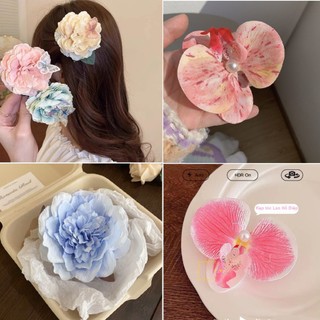 Kẹp tóc hoa vải lụa dễ thương HOT TREND Ulzzang, kẹp tóc hoa chụp ảnh, kẹp tóc hoa đi biển, du lịch
