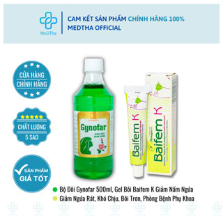 Bộ Đôi Chăm Sóc Vùng Kín Dung Dịch Vệ Sinh Nữ Gynofar, Baifem K - Phòng Nấm, Giảm Ngứa
