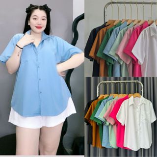Áo Sơ Mi Bigsize Nữ Dáng Vừa Kiểu 1Túi Màu Basic Đơn Giản Thanh Lịch Thời Thượng Ít Nhăn 60-100kg SM1T