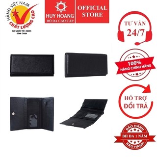 Ví nữ da thật cao cấp huy hoàng 3 gấp màu đen hp3112