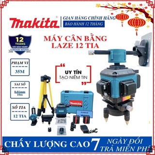 Máy cân bằng laser 12 tia xanh Makita Máy bắn cốt laze điều khiển từ xa mẫu 2025 Tia sắc nét
