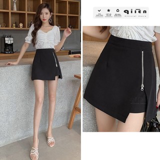 Quần Sooc Giả Váy Khóa Cạnh QIIEN , Quần Váy Cạp Cao Dáng Chữ A , Lên Form Xinh CV005