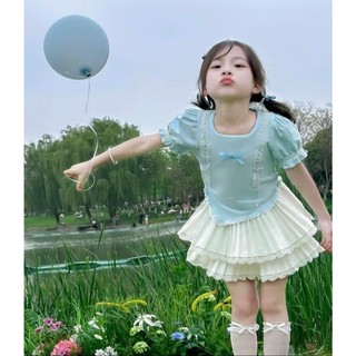 Sét áo thun tăm + chân váy xoè 2 tầng cho bé gái 8-21kg-24v103