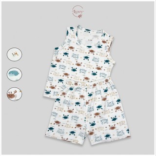 Bộ quần áo ba lỗ họa tiết Luxry đáng yêu cho bé với chất vải thoáng mát từ 6 tháng tới 5 tuổi