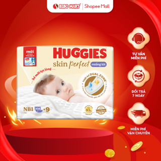  Miếng Lót Sơ Sinh Huggies Skin Perfect Thấm Hút Nhanh Giảm Kích Ứng Da Size NB1 108 Miếng - Bibomart 