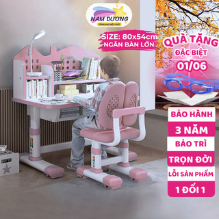 Bàn học cho bé Nam Dương C06 Giá sách hình ngôi nhà Phù hợp cho bé từ 3 đến 15 tuổi Khung bàn thép