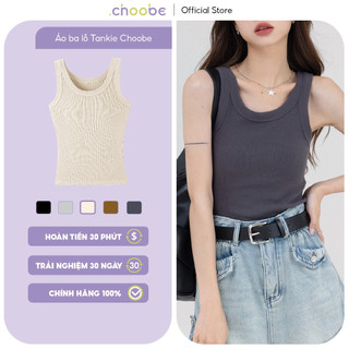 Áo ba lỗ tanktop nữ Choobe chất liệu thun tăm gân nhỏ mềm mịn form suông dài tiện lợi năng động - A22