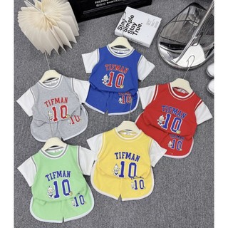 Bộ cộc tay thể thao số chất cotton 4c mềm mát, co dãn cho bé trai bé gái