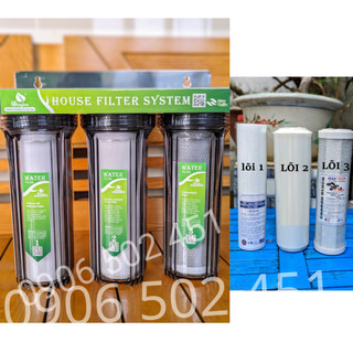 [FREESHIP 99K]_Bộ lọc nước sinh hoạt - lọc thô 3 cấp ly 10 inch 3t + BỘ 3 LÕI LỌC SỐ 123